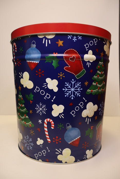 Christmas Popcorn Mittens Tin 3.5 Gallon