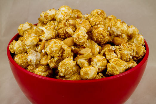 Bowl of Campbell Jacks Caramel Popcorn